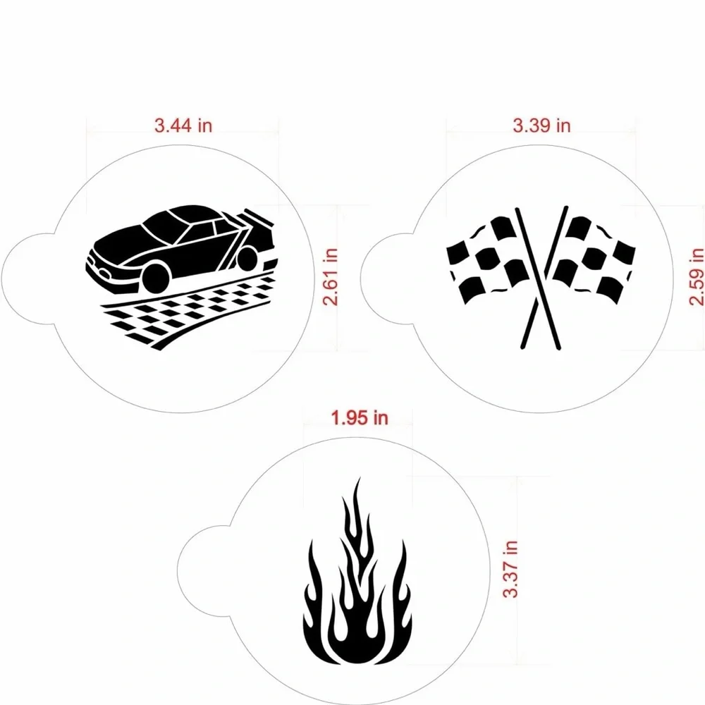 Race Car Cookie Stencil (3 pcs)